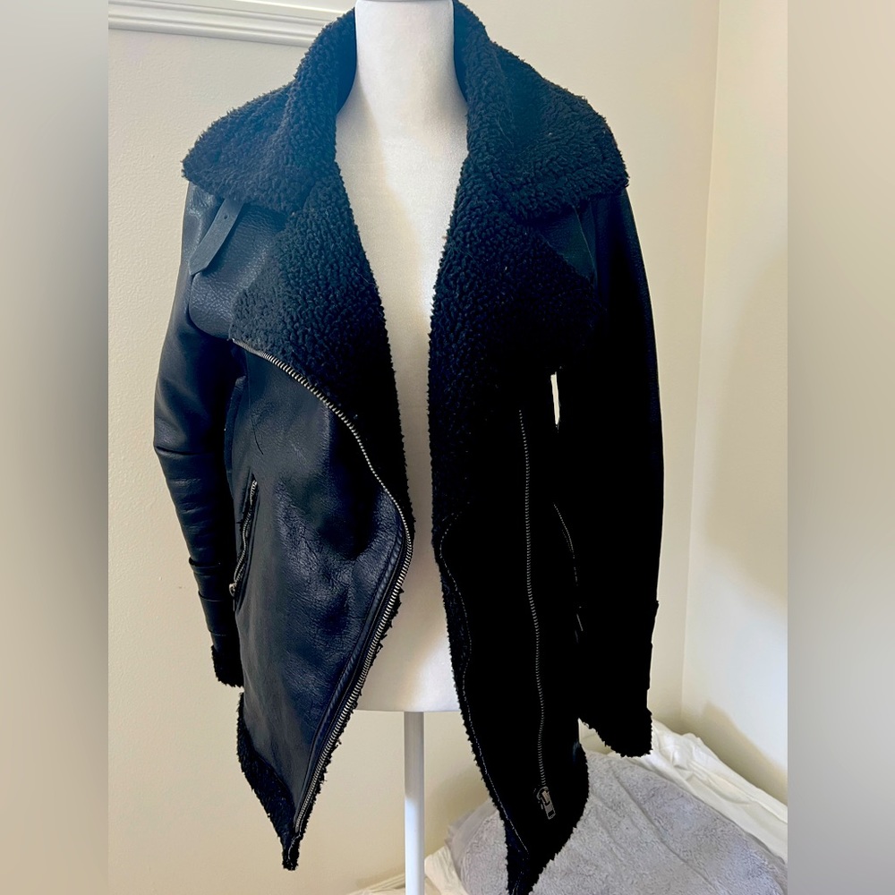 AFRM Leather Sherling Jacket Size M